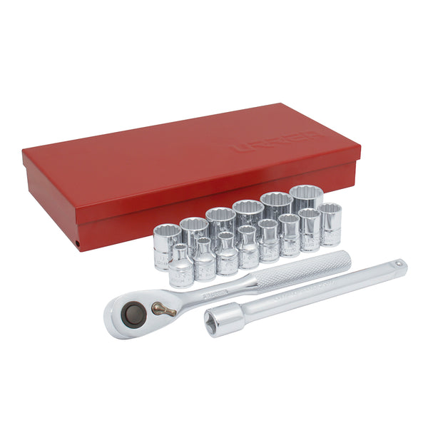 Juego de 17 Dados Y Matraca C/extension 3/8 52218 Urrea-h