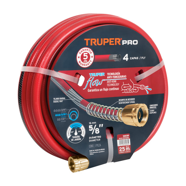 Manguera 5/8 Super Reforzada 4 Capas 25 M 16039 Truper