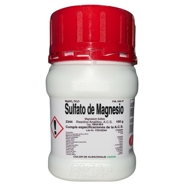Sulfato de Magnesio R. A. de 100 G Fagalab