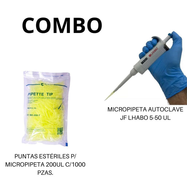 Micropipeta 5-50ul + Puntas Esteriles 200ul Jf Lhabo