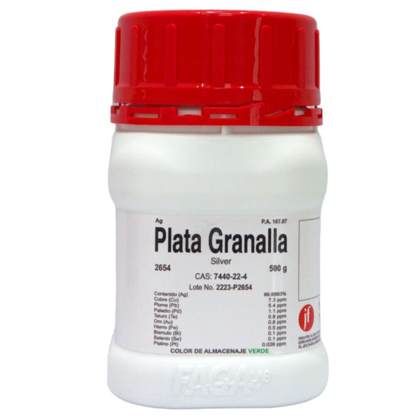 Plata Granalla .999 500g Pureza 99.9983% Fagalab