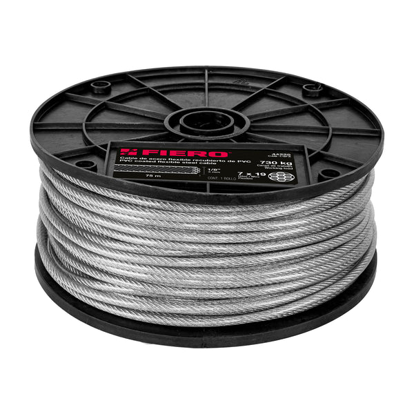 Cable Acero Recubierto 1/8 7x19 Hilos 75 Mt 44225 Fiero