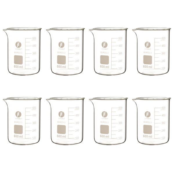 Vaso Precipitado De Vidrio 600 Ml Paq C/8 Jf Lhabo ID-3678548