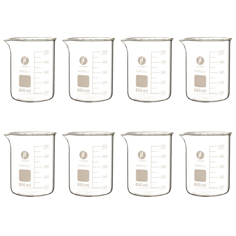Vaso Precipitado De Vidrio 600 Ml Paq C/8 Jf Lhabo ID-3678548