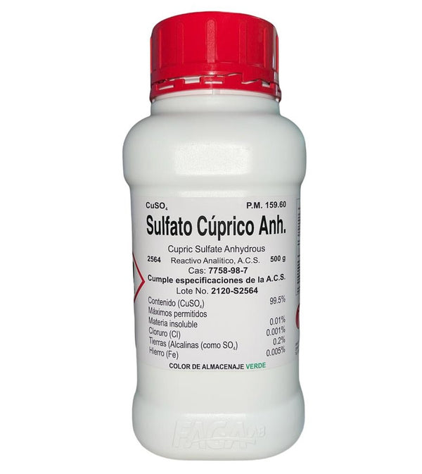 Sulfato Cúprico Anhidro R. A. de 500 G Fagalab