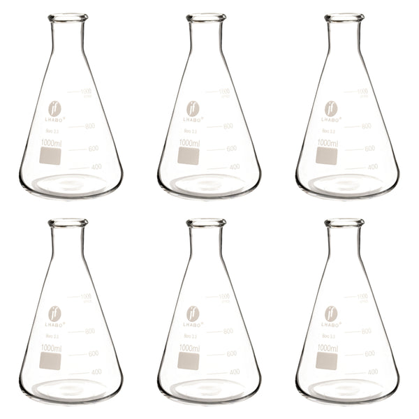 Matraz Erlenmeyer 1000 Ml Vidrio Paq C/6 Jf Lhabo ID-3676190