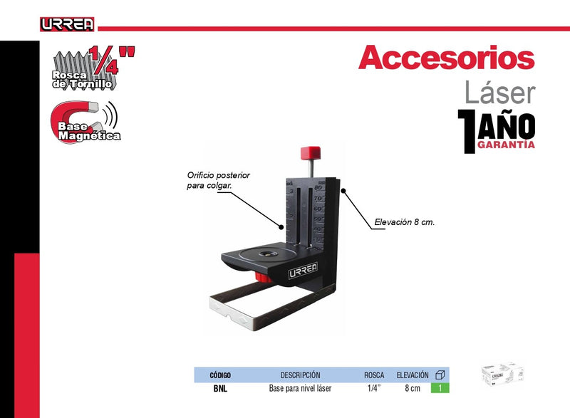 Base Para Nivel Láser Rosca 1/4'' Elevación De 8Cm Bnl Urrea-H ID-2655560