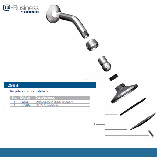 Regadera Con Brazo Y Chapetón Acabado Cromo 298B Urrea-V ID-3015327