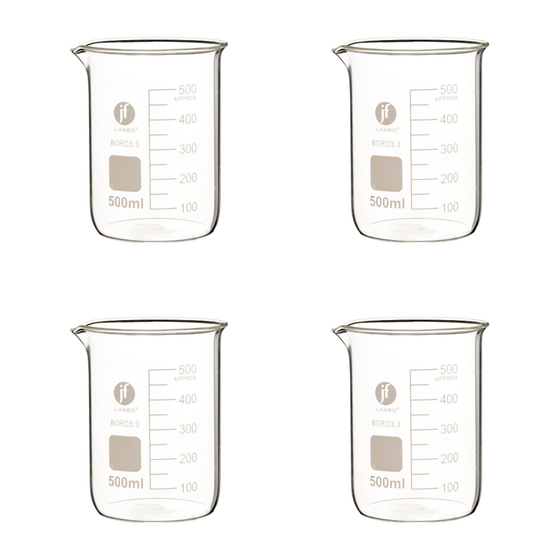 Vaso Precipitado De Vidrio 500 Ml Paq C/ 4 Jf Lhabo ID-3678529