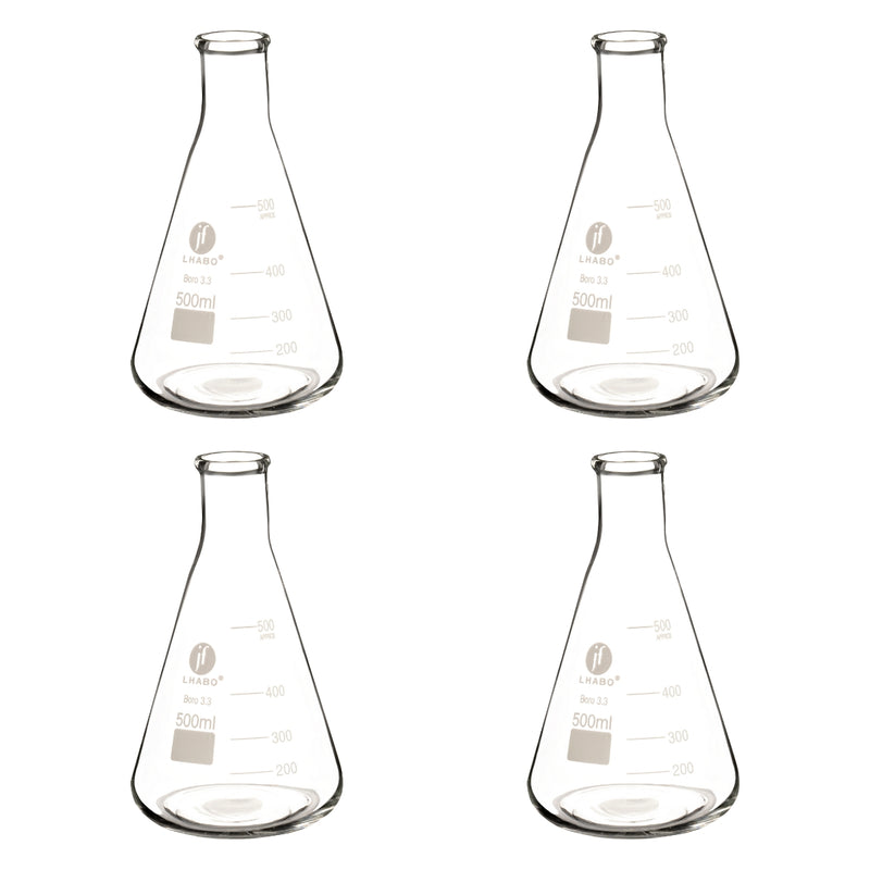 Matraz Erlenmeyer 500 Ml Vidrio Paq C/4 Jf Lhabo ID-3676151