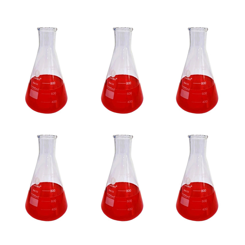 Matraz Erlenmeyer 1000 Ml Vidrio Paq C/6 Jf Lhabo ID-2264050