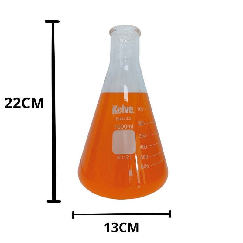 Matraz Erlenmeyer 1000 Ml Vidrio Kelve Paq C/3 ID-3226862