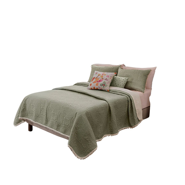 Jgo Edredón Matrimonial Xl Jade 2 Vistas Verde/beige 87529 Vianney