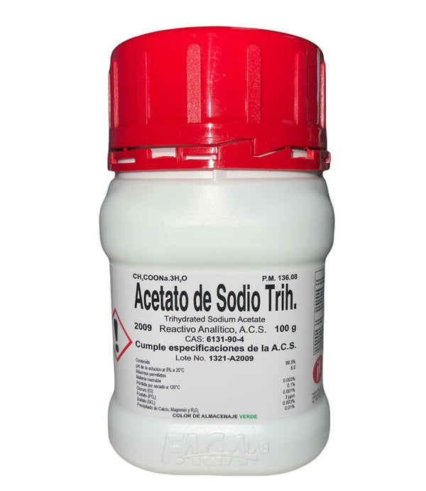 Acetato de Sodio Trihidratado R. A. de 100g Fagalab