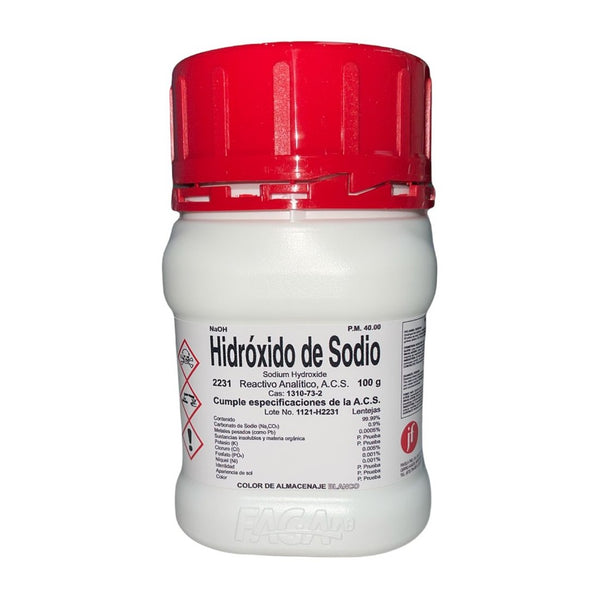 Hidróxido de Sodio (lentejas) R. A. de 100 G Fagalab