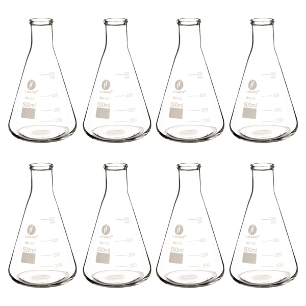 Matraz Erlenmeyer 500 Ml Vidrio Paq C/8 Jf Lhabo ID-3676159