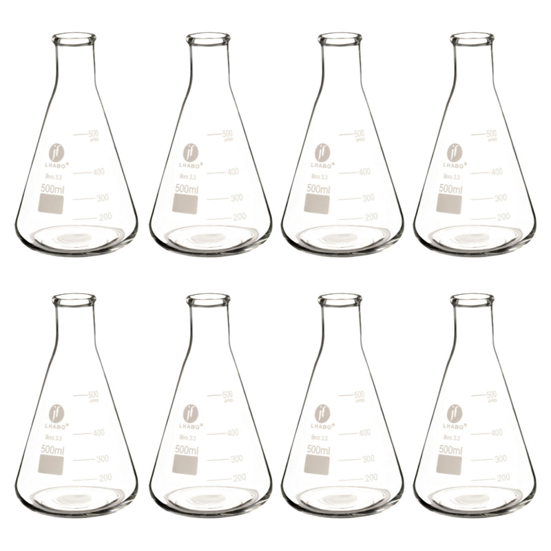Matraz Erlenmeyer 500 Ml Vidrio Paq C/8 Jf Lhabo ID-3676159