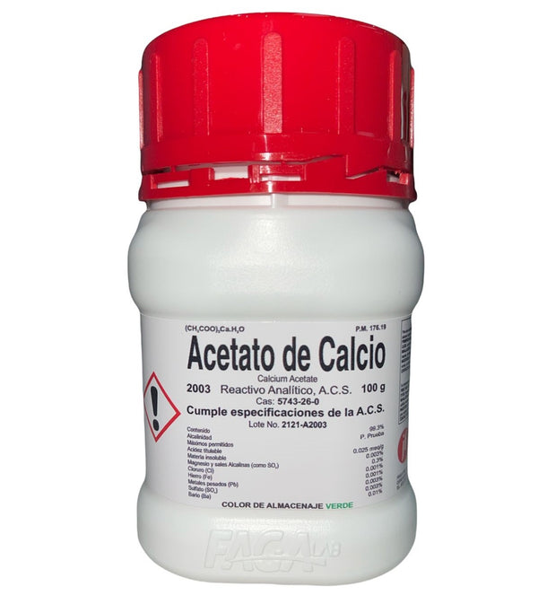 Acetato de Calcio R. A. de 100 G Fagalab