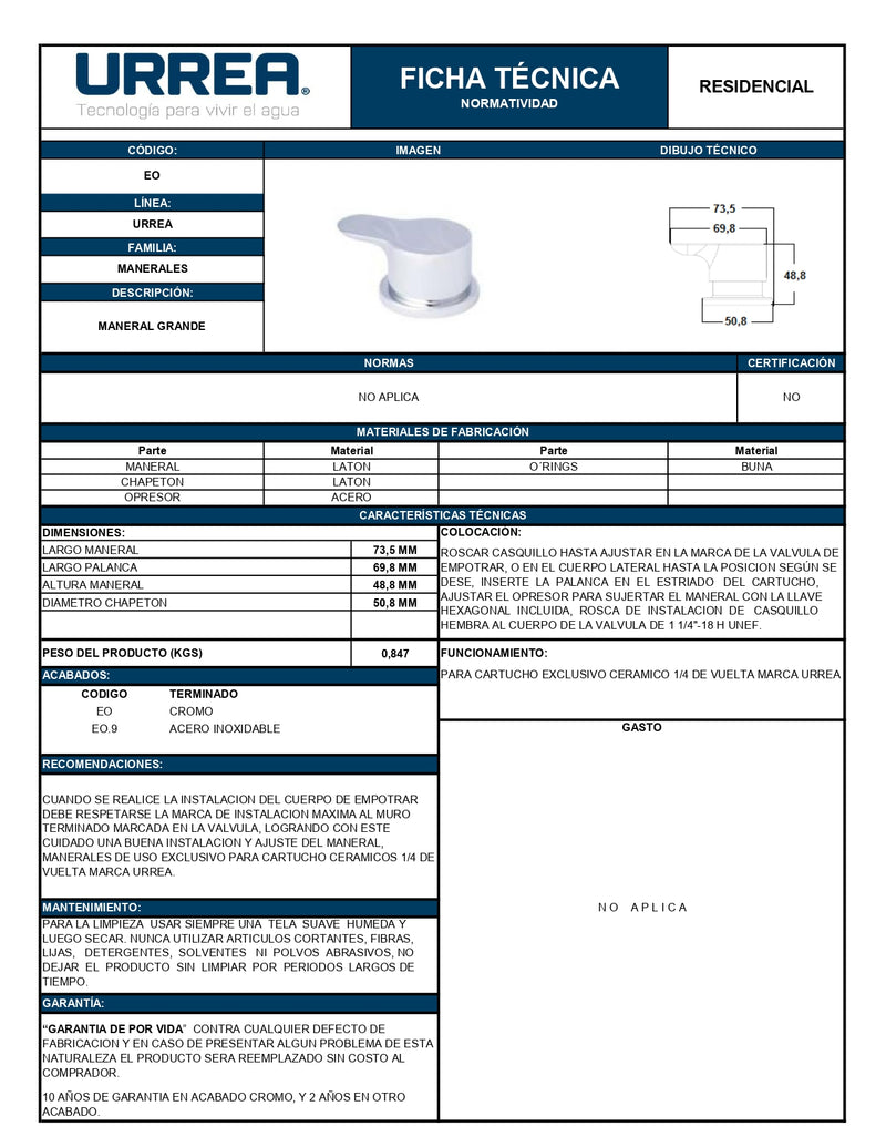 Juego De Manerales Grandes Eo Urrea-V ID-2096396