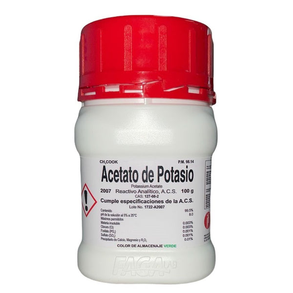 Acetato de Potasio R. A. de 100 G Fagalab