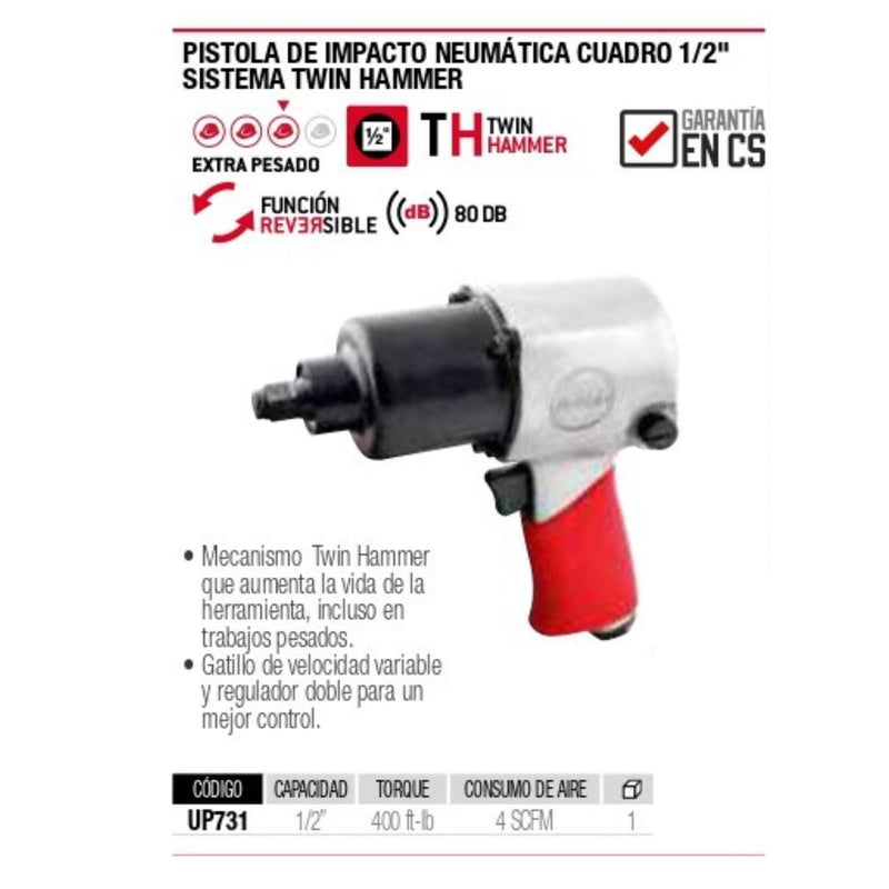 Pistola Impacto 1/2 400Ft/Lb Mod. Up731 Urrea-H ID-2034162