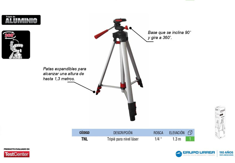 Tripie Para Nivel Láser 1.3 M Tnl Urrea-H ID-2655763