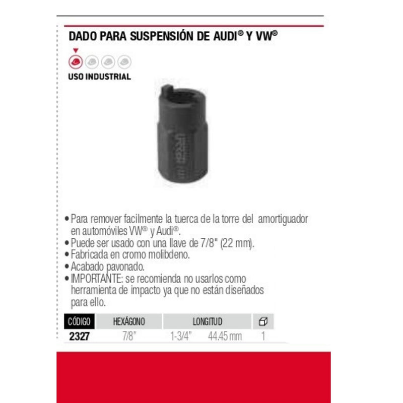 Dado Para Suspension Audi® Y Vw® 7/8 In 2327 Urrea-H ID-2023998