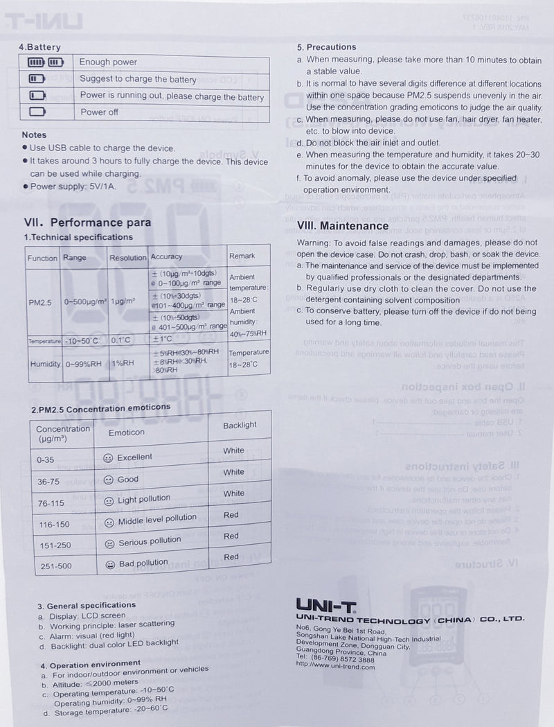 Medidor De Calidad De Aire Uni-T ID-1536206