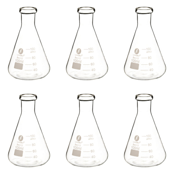 Matraz Erlenmeyer 100 Ml Vidrio Paq C/6 Jf Lhabo ID-3676083