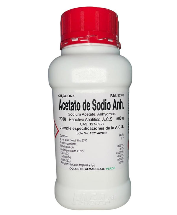 Acetato de Sodio Anhidro R. A. de 500 G Fagalab