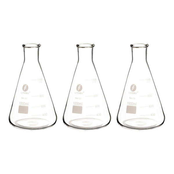 Matraz Erlenmeyer 1000 Ml Vidrio Paq C/3 Jf Lhabo ID-3676184