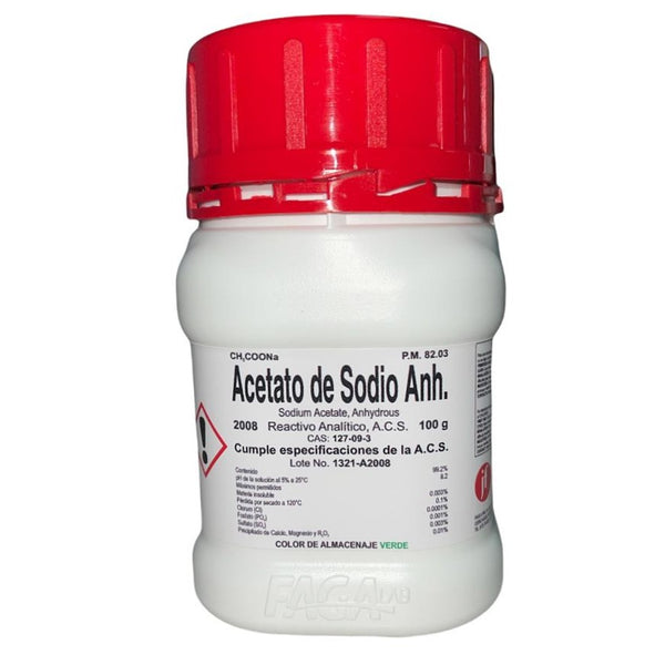 Acetato de Sodio Anhidro R. A. de 100 G Fagalab