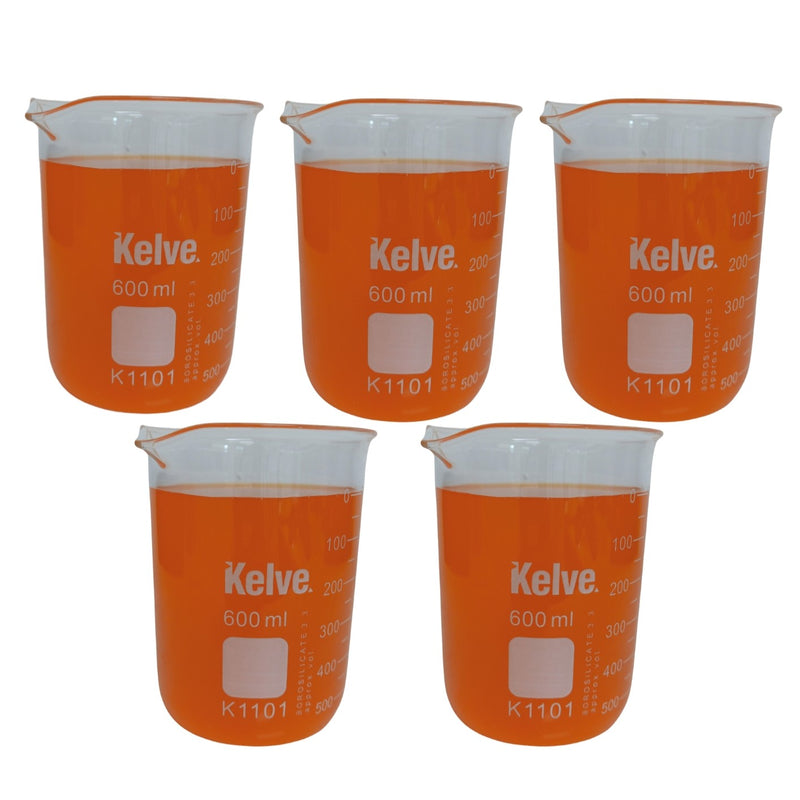 Vaso Precipitado De Vidrio 600 Ml Kelve Paq C/5 ID-3236344