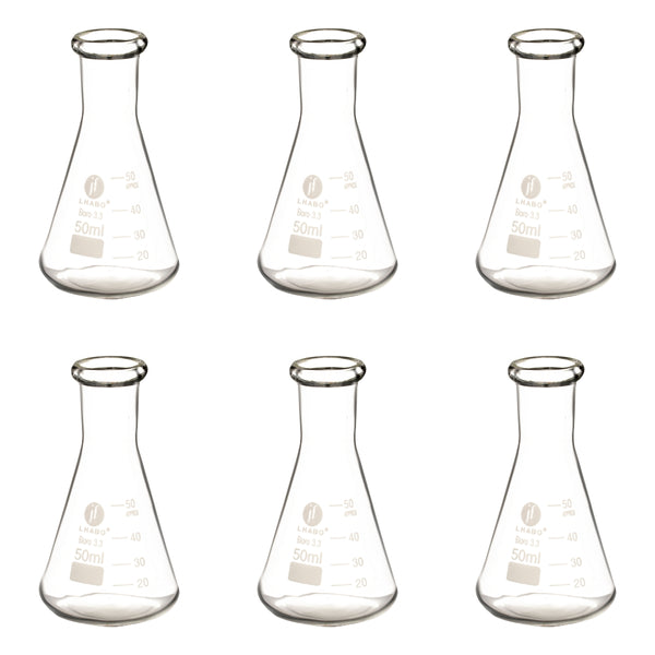 Matraz Erlenmeyer 50 Ml Vidrio Paq C/6 Jf Lhabo ID-3676127