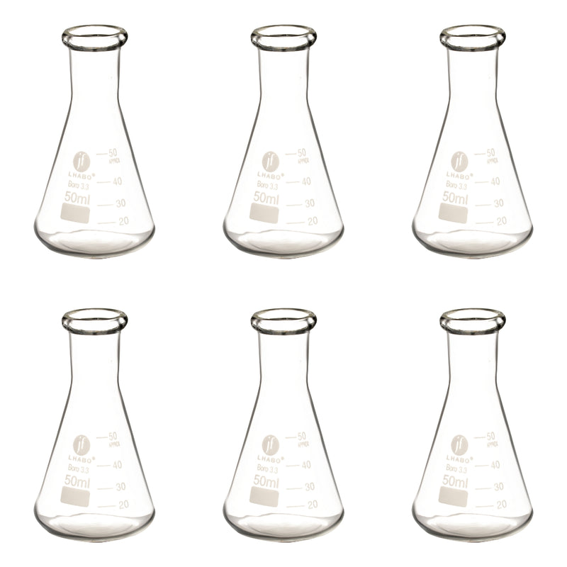 Matraz Erlenmeyer 50 Ml Vidrio Paq C/6 Jf Lhabo ID-3676127