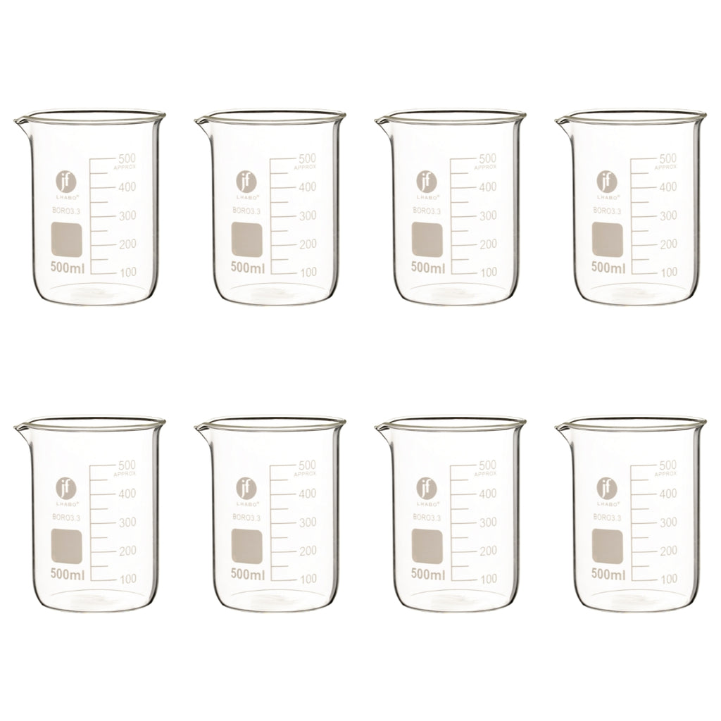 Vaso Precipitado de Vidrio 500 Ml Paq C/8 Jf Lhabo