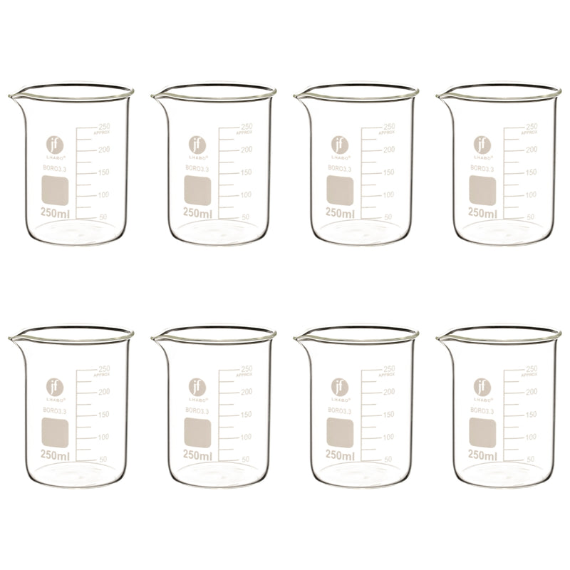 Vaso Precipitado De Vidrio 250 Ml Paq C/8 Jf Lhabo ID-3678509