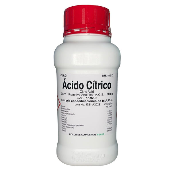 Ácido Cítrico R. A. de 500 G Fagalab