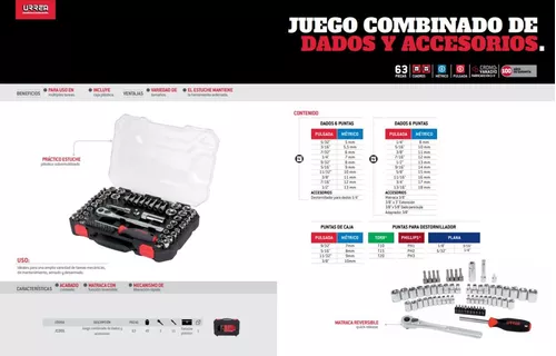 Juego De Dados Y Accesorios Combinados 47 Pzas 5201Cd Urrea-H ID-2405902