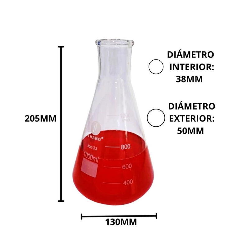 Matraz Erlenmeyer 1000 Ml Vidrio Jf Lhabo ID-2238014