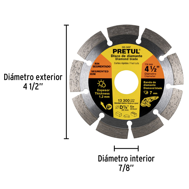 Disco De Diamante 4-1/2 X 1.2Mm Rin Segmentado 27032 Pretul ID-2932571