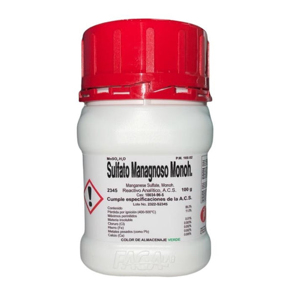 Sulfato Manganoso Monohidratado R. A. de 100 G Fagalab