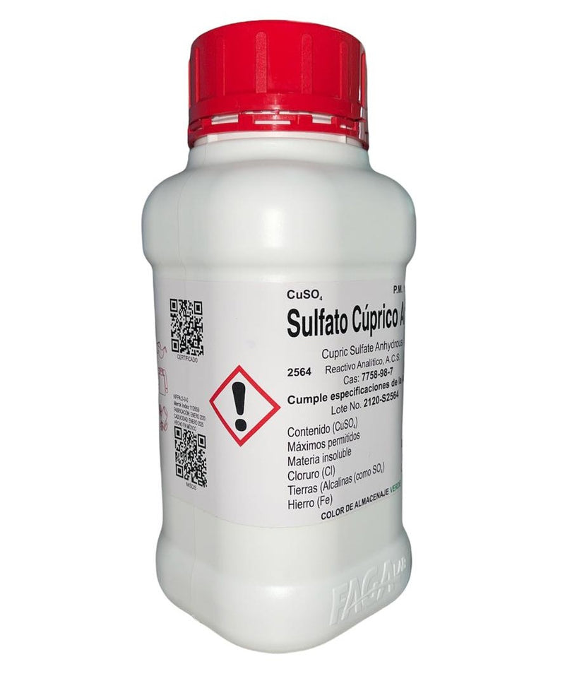 Sulfato Cúprico Anhidro R. A. De 500 G Fagalab ID-1639203