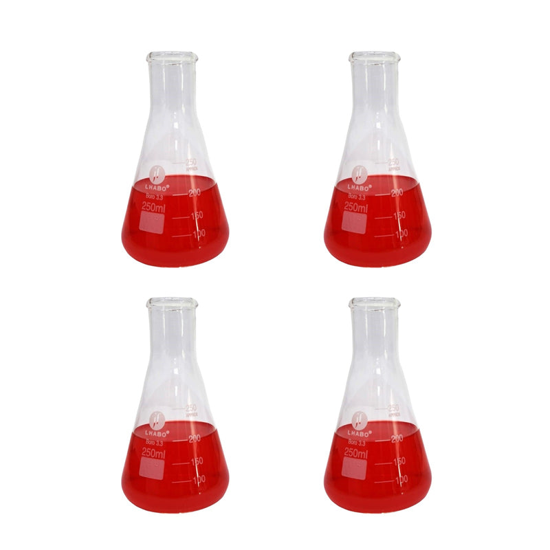 Matraz Erlenmeyer 250 Ml Vidrio Paq C/4 Jf Lhabo ID-2261894