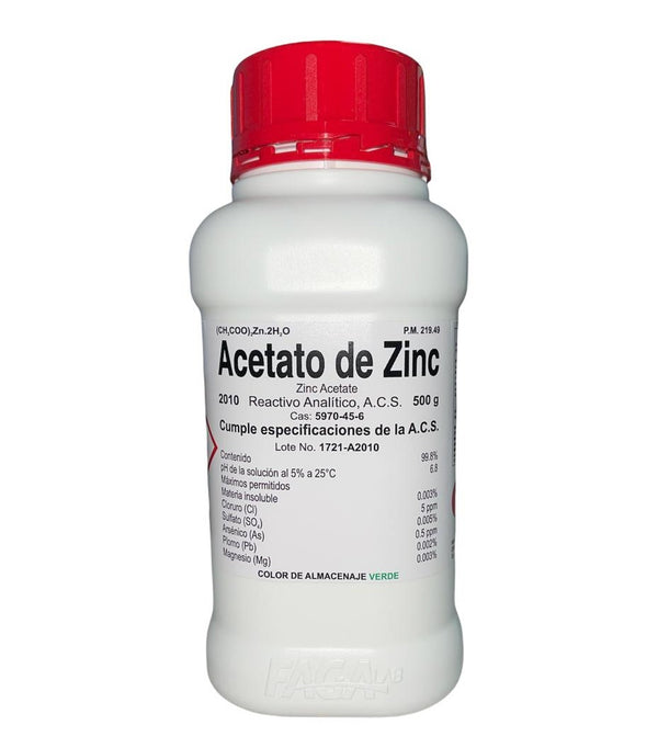 Acetato de Zinc R. A. de 500 G Fagalab