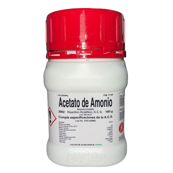 Acetato de Amonio R. A . de 100 G Fagalab