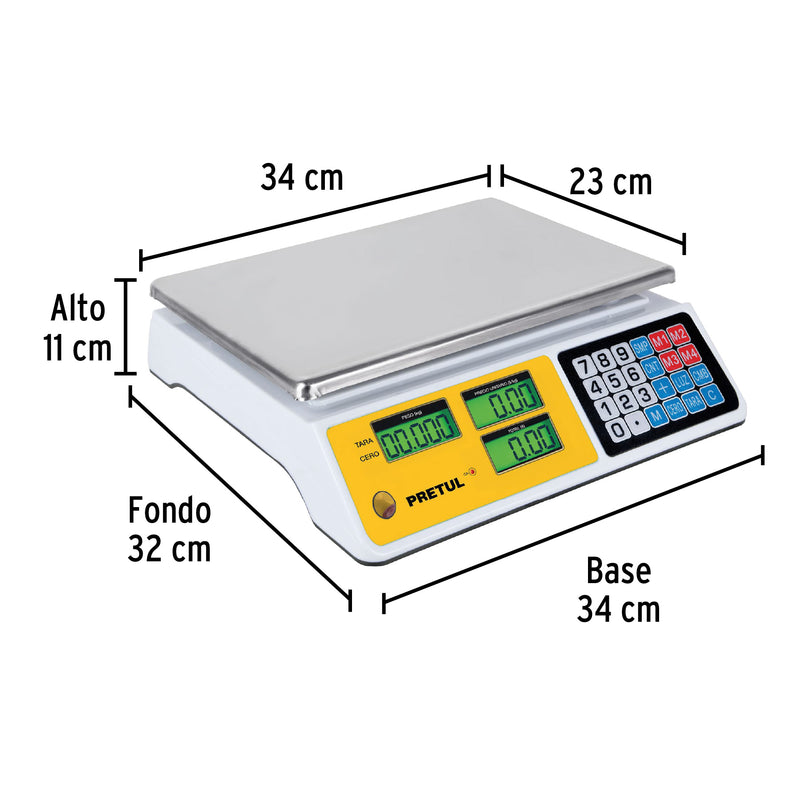 Báscula Comercial Digital 40Kg 127V 33 Cm X 23 Cm 29966 Pretul ID-3106566