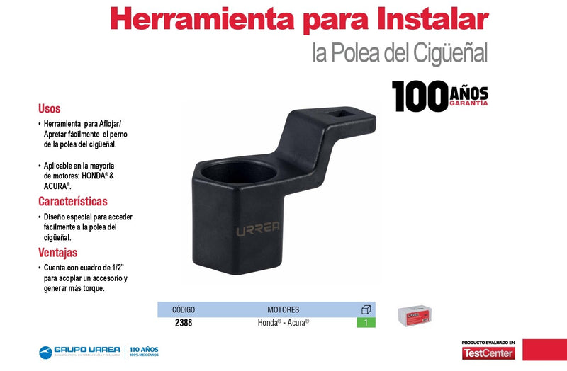 Herramienta Instalar Polea Cigüeñal Honda-Acura 2388 Urrea-H ID-2024897