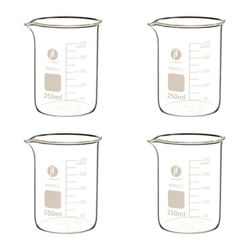 Vaso Precipitado De Vidrio 250 Ml Paq C/4 Jf Lhabo ID-3678503
