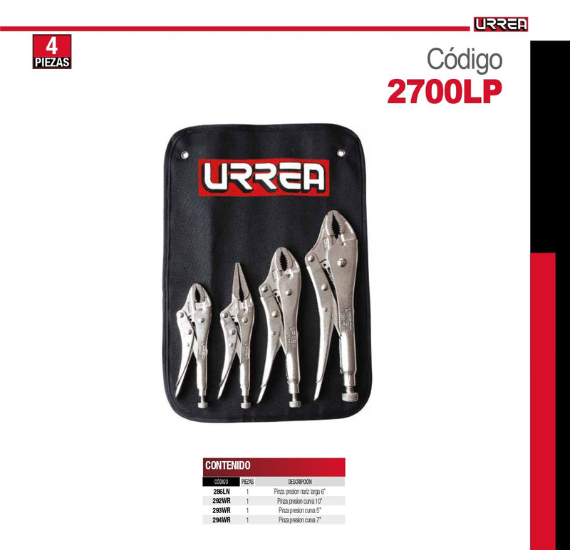 Juego De 4 Pinzas De Presión Uso Industrial 2700Lp Urrea-H ID-2028569